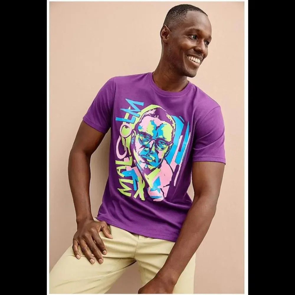 NWT Sonoma Community Black History Month Malcolm X Graphic Tee Plum XL